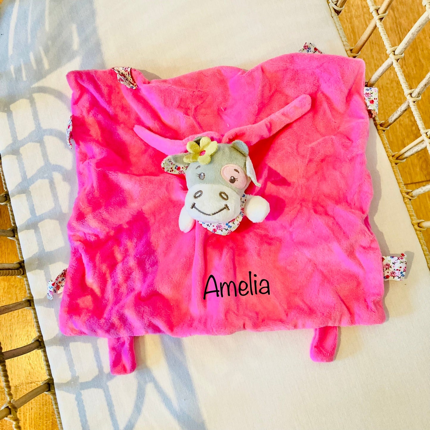 Personalised Pink Donkey Baby Comforter