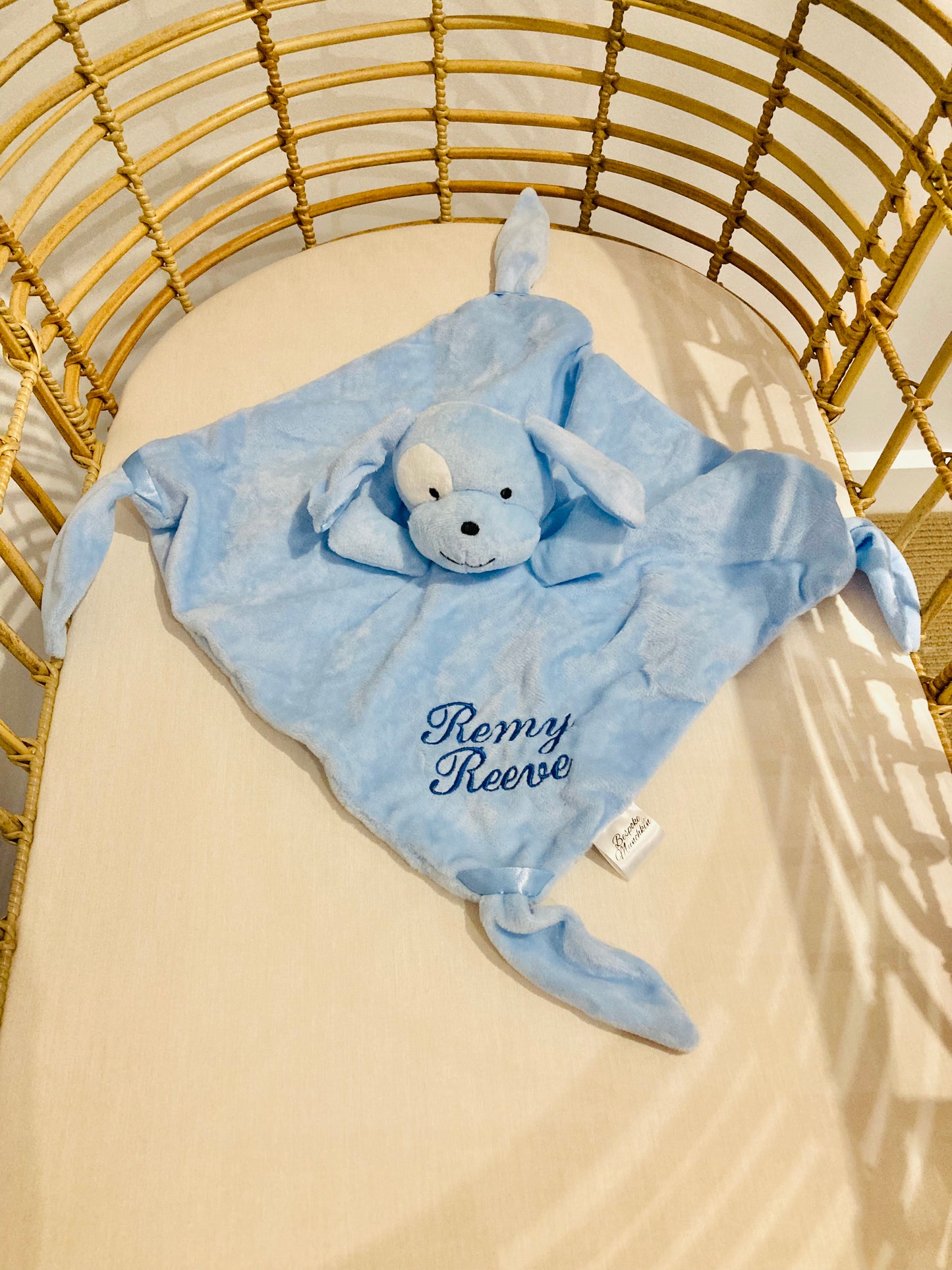 Personalised Blue Dog Baby Comforter