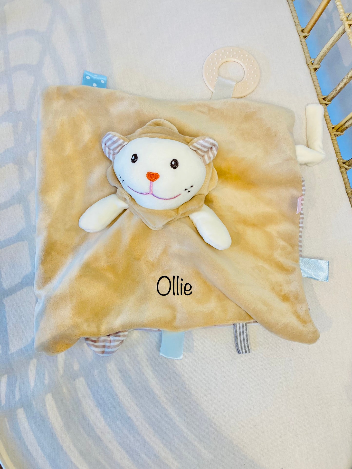 Personalised Brown Lion Baby Comforter