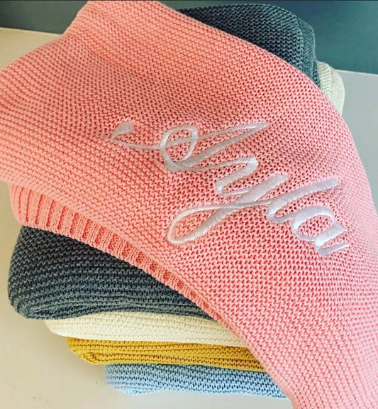 Personalised 100% cotton knit Baby Blanket