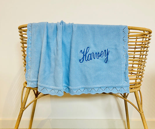 Heirloom Cotton Knitted Personalised Baby Blanket